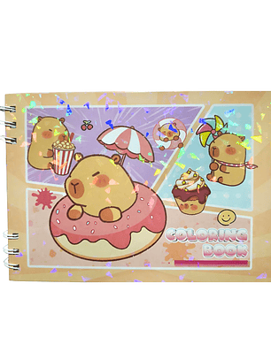 Libro Para Colorear Diseño Capybara Tapa Dura 48 Ilustraciones