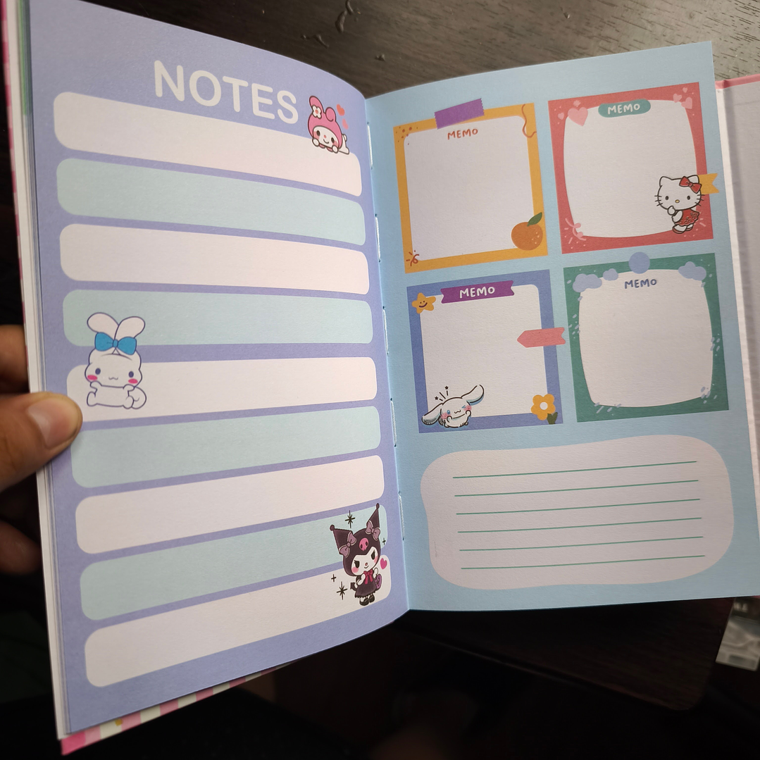 Libreta Planner Tapa Dura Hello Kitty y Amigos Kawaii 3