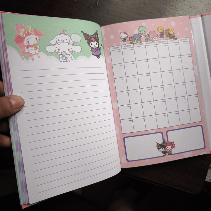 Libreta Planner Tapa Dura Hello Kitty y Amigos Kawaii 5
