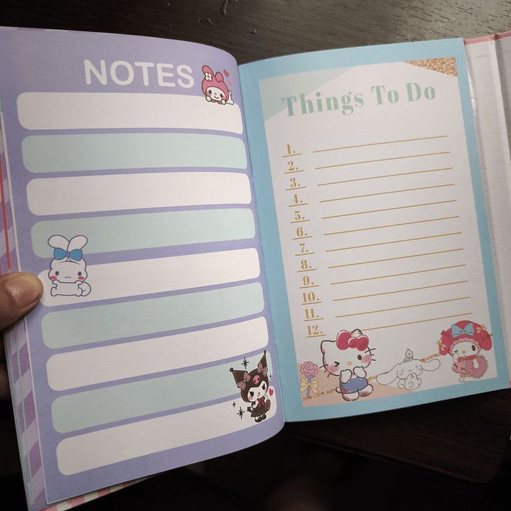 Libreta Planner Tapa Dura Hello Kitty y Amigos Kawaii 6