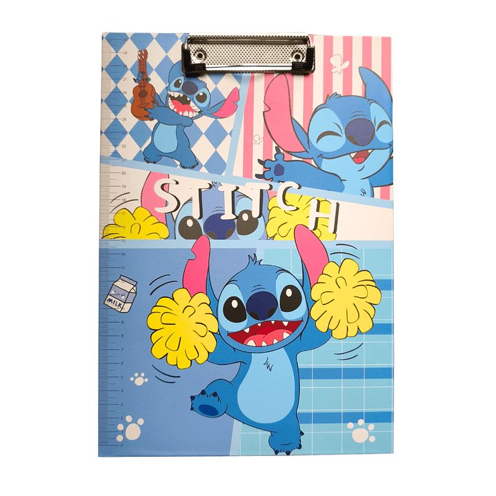 Tabla Portapapel Sujeta papel Con Clip Metalico Diseño Stitch 1