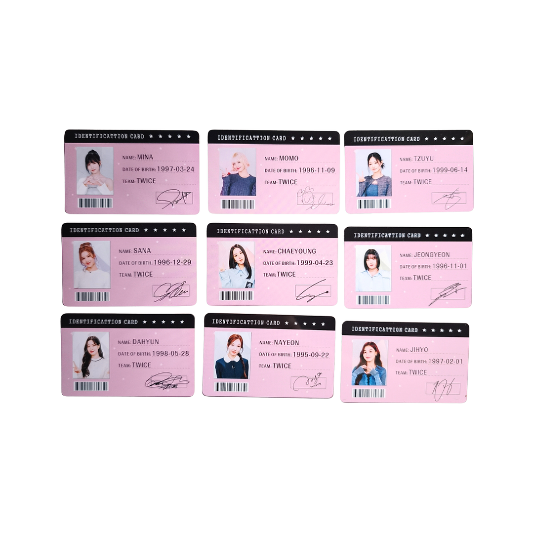 Set 9 Tarjetas Plásticas ID Card Diseño Twice Kpop 1