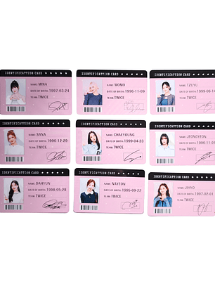 Set 9 Tarjetas Plásticas ID Card Diseño Twice Kpop