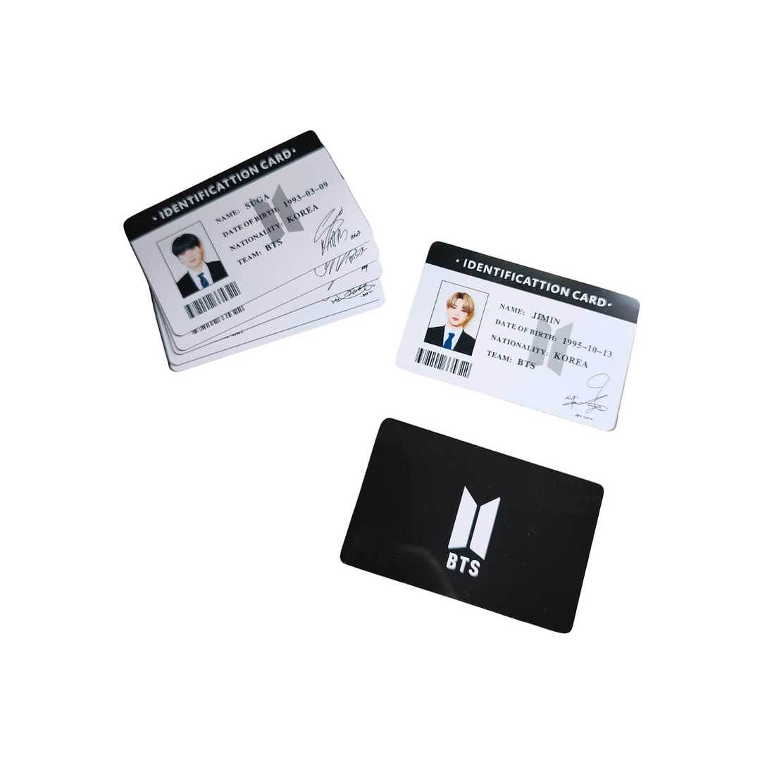 Set 7 Tarjetas Plásticas ID Card Diseño BTS Kpop 2
