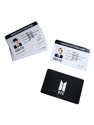 Set 7 Tarjetas Plásticas ID Card Diseño BTS Kpop