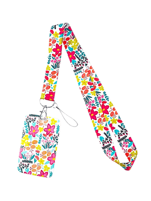 Portacredencial + Lanyard Diseño Flores