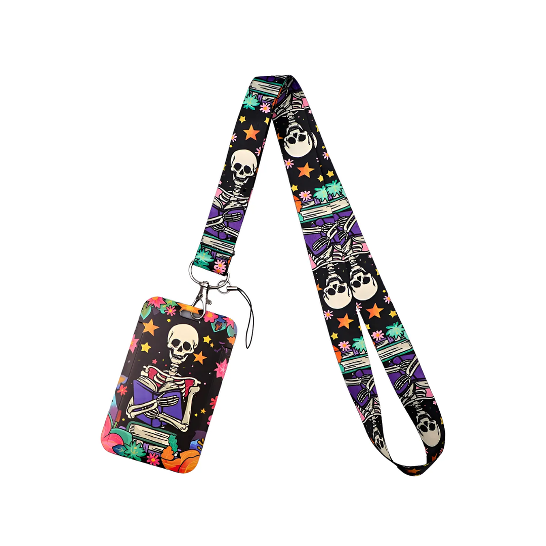 Portacredencial + Lanyard Diseño Calavera 1