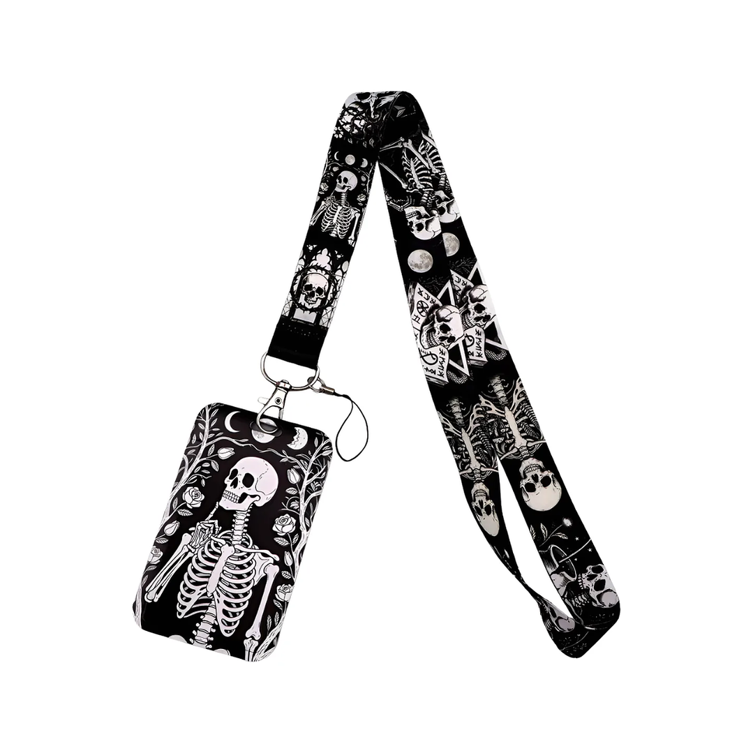 Portacredencial + Lanyard Diseño Calavera 2