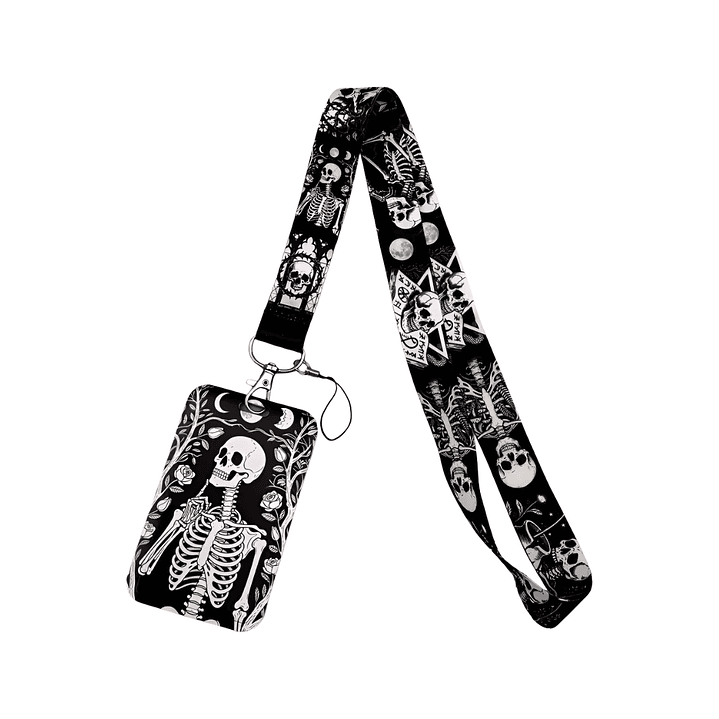 Portacredencial + Lanyard Diseño Calavera 2