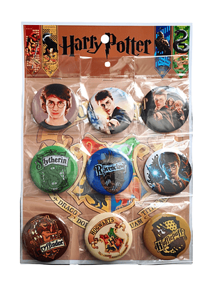 Set 9 Chapitas (Broches) de 6 cm Diseño Harry Potter