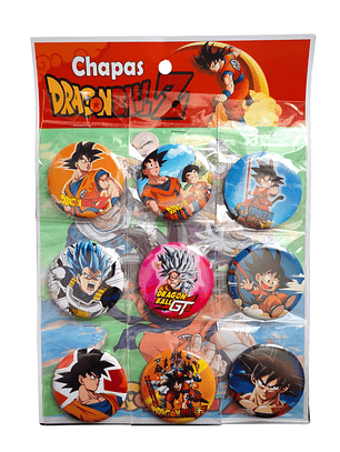 Set 9 Chapitas (Broches) de 6 cm Diseño Dragon Ball Anime