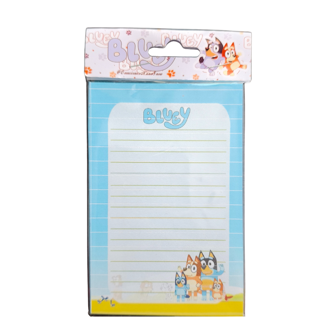 Set Esquela Block de Notas Diseño Bluey 1