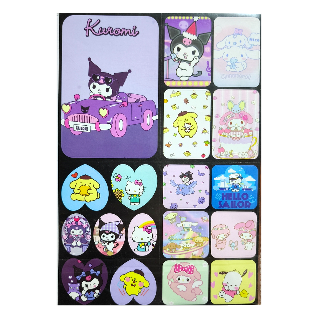 Set 222 Stickers Hello Kitty y Amigos Sanrio Kuromi Melody Kawaii Pegatinas 1