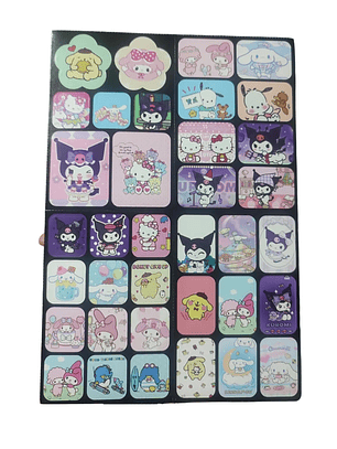 Set 222 Stickers Hello Kitty y Amigos Sanrio Kuromi Melody Kawaii Pegatinas