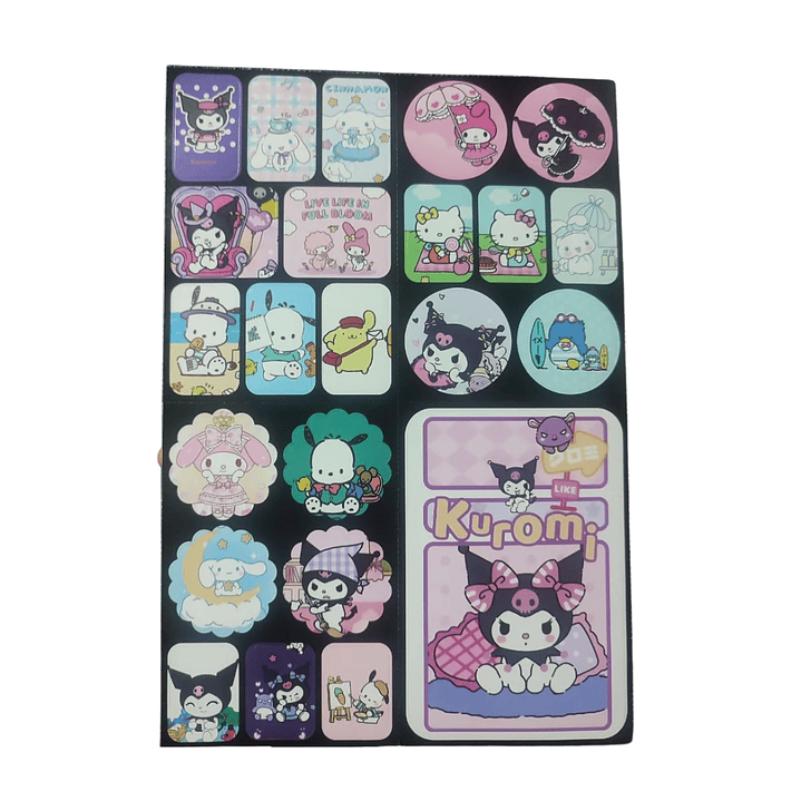 Set 222 Stickers Hello Kitty y Amigos Sanrio Kuromi Melody Kawaii Pegatinas 3