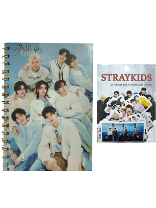 Set Libreta + Stickers Diseño Stray Kids Kpop
