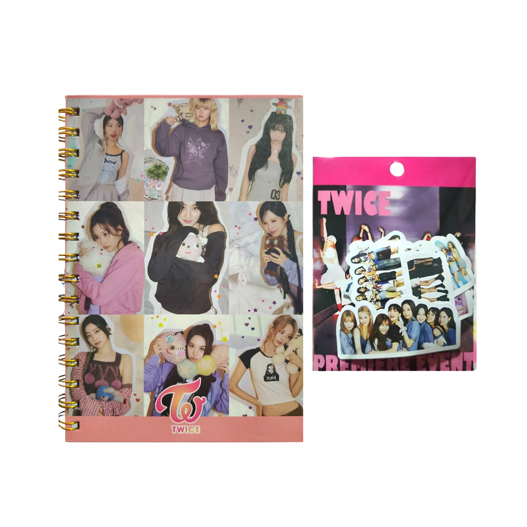 Set Libreta + Stickers Diseño Twice Kpop 1