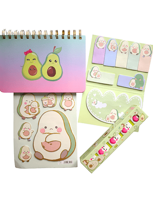 Set Escolar Palta Kawaii Planner + Notas Adhesivas + Destacadores