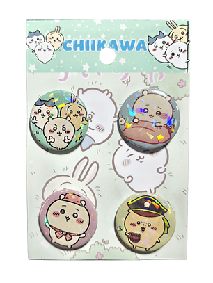 Set 4 Chapitas (Broches) de 3.5cm Chiikawa Kawaii