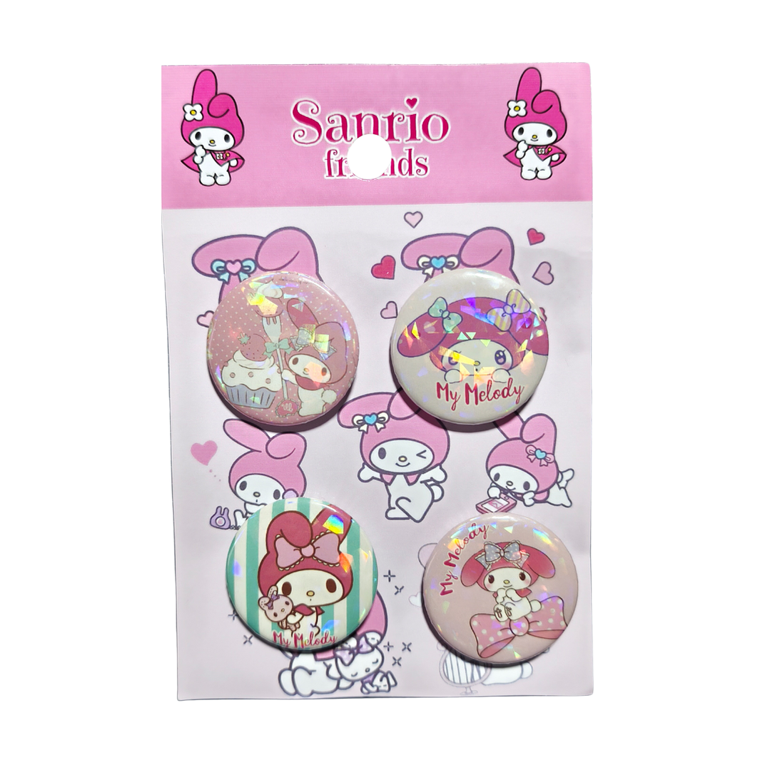 Set 4 Chapitas (Broches) de 3.5cm My Melody 1
