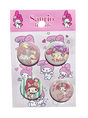Set 4 Chapitas (Broches) de 3.5cm My Melody