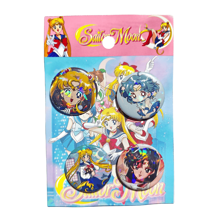 Set 4 Chapitas (Broches) de 3.5cm Sailor Moon Anime 1