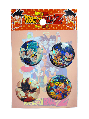 Set 4 Chapitas (Broches) de 3.5cm Dragon Ball Anime