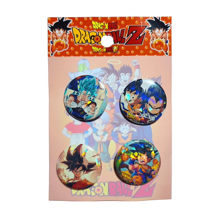 Set 4 Chapitas (Broches) de 3.5cm Dragon Ball Anime 1