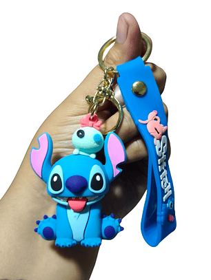 Llavero Plástico Diseño Stitch & Angel