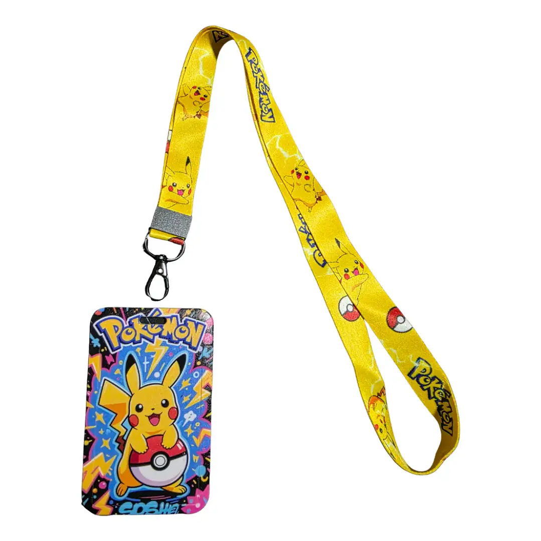 Portacredencial + Lanyard Pokemon Personaje Pikachu Anime 1