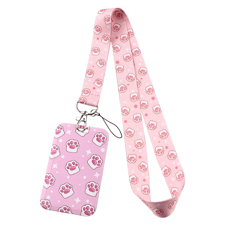 Portacredencial + Lanyard Huellitas Animales Kawaii 1