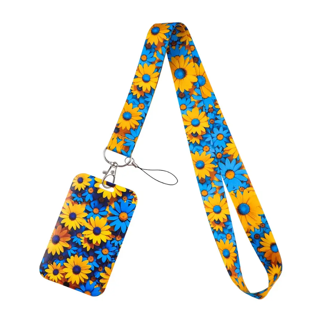Portacredencial + Lanyard Diseño Flores 1