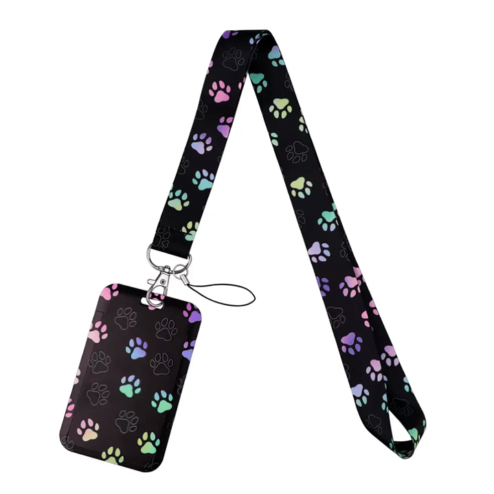 Portacredencial + Lanyard Huellitas Animales Kawaii 2