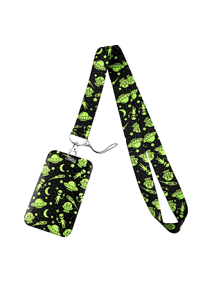Portacredencial + Lanyard Diseño Ovni Extraterrestres