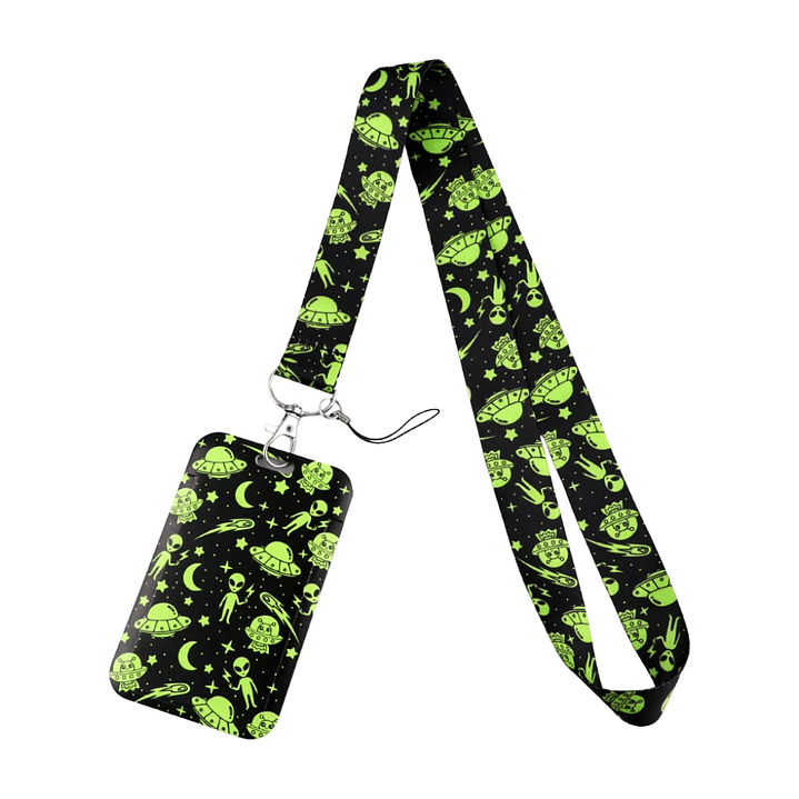Portacredencial + Lanyard Diseño Ovni Extraterrestres 1