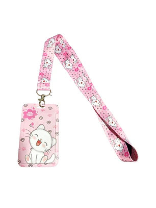 Portacredencial + Lanyard Gatitos Color Rosado Animales Kawaii