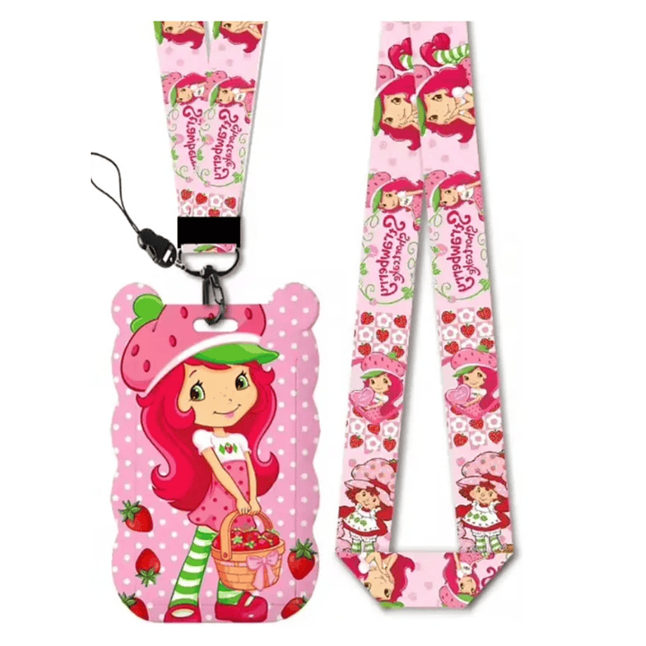 Portacredencial + Lanyard Frutillita Dibujo Animado Kawaii 1