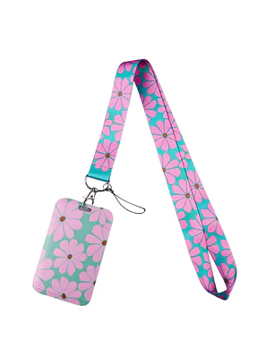 Portacredencial + Lanyard Diseño Flores