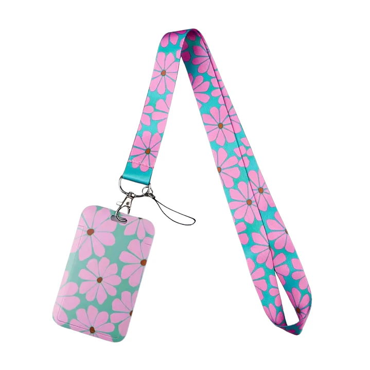Portacredencial + Lanyard Diseño Flores 2