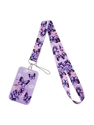 Portacredencial + Lanyard Diseño Mariposas