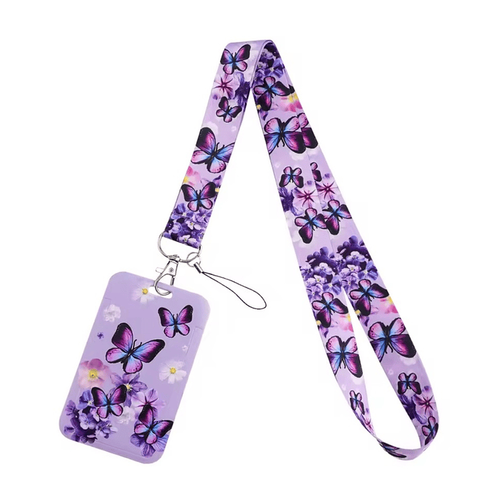 Portacredencial + Lanyard Diseño Mariposas 1