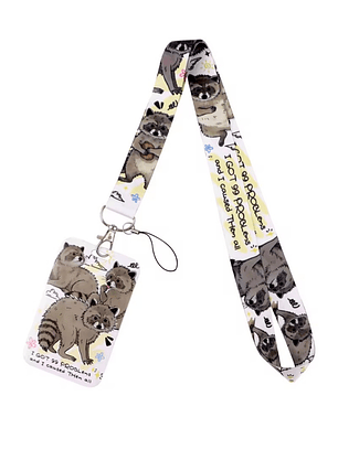 Portacredencial + Lanyard Diseño Mapache Animales