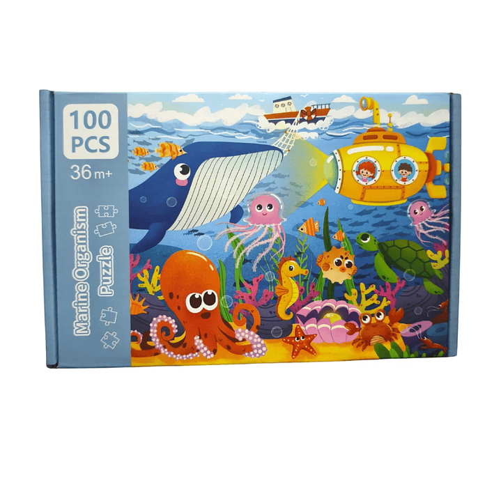 Puzzle Rompecabezas Para Niños 100 Piezas Animales Marinos 30x40cm 1