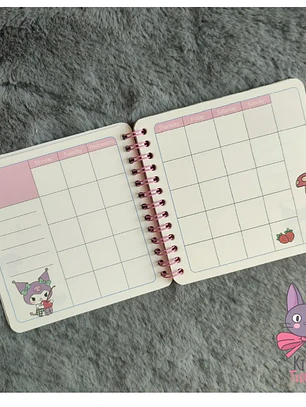 Planner Libreta Semanal Libreta Kuromi - Melody -  Kawaii 12x12cm