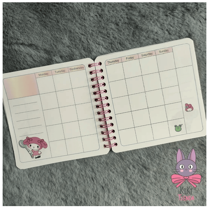 Planner Libreta Semanal Libreta Kuromi - Melody -  Kawaii 12x12cm 4