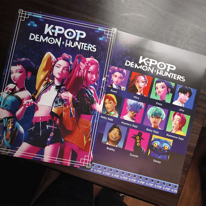Set 8 Posters Kpop Demon Hunters Huntrix Guerreras Del Kpop Tamaño 25*35cm 6