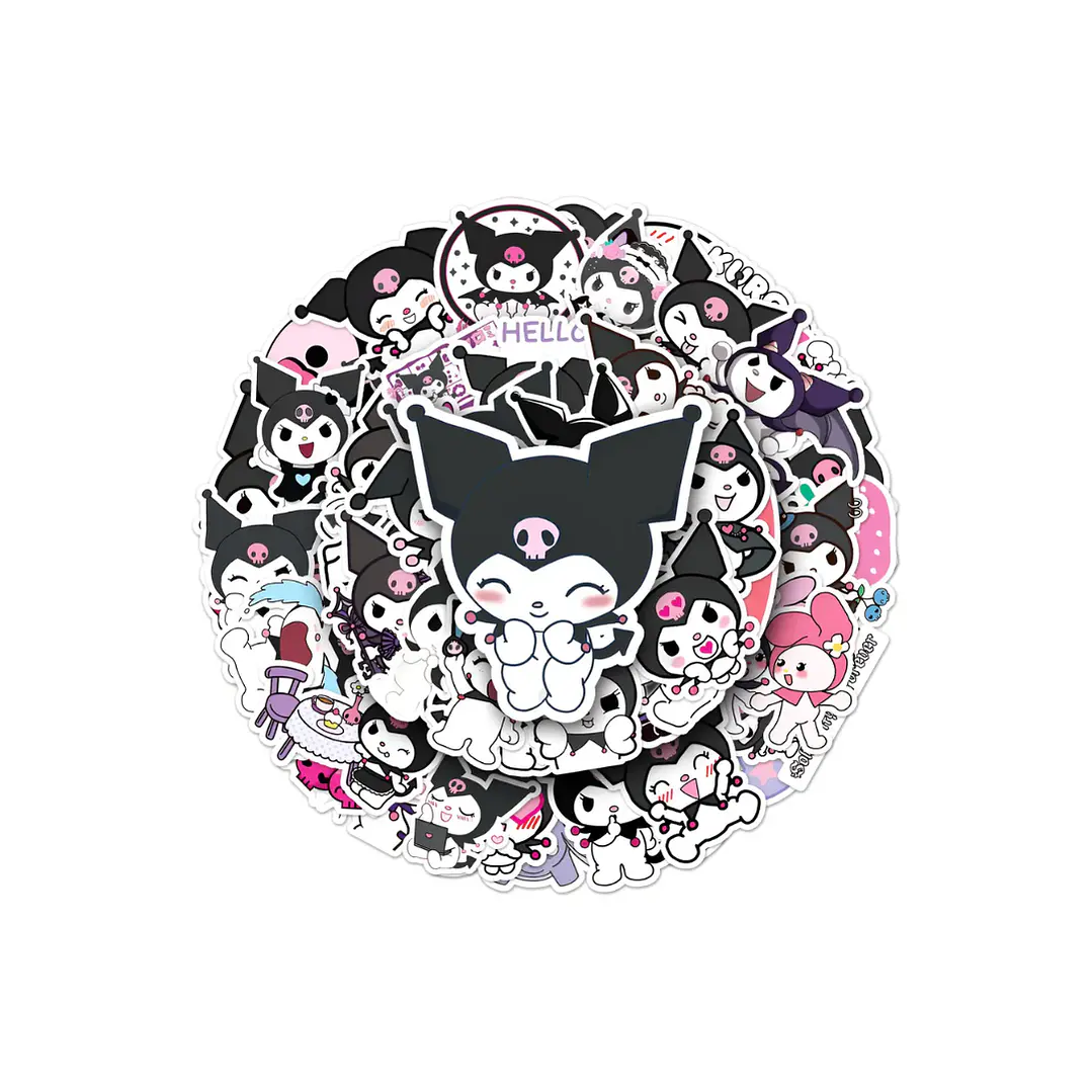Set 50 Stickers Diseño Kuromi Kawaii 1