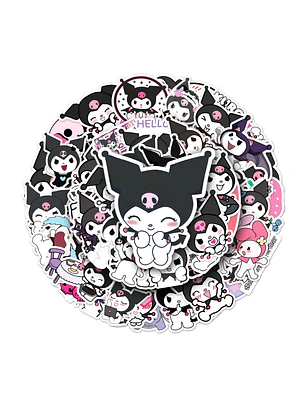 Set 50 Stickers Diseño Kuromi Kawaii