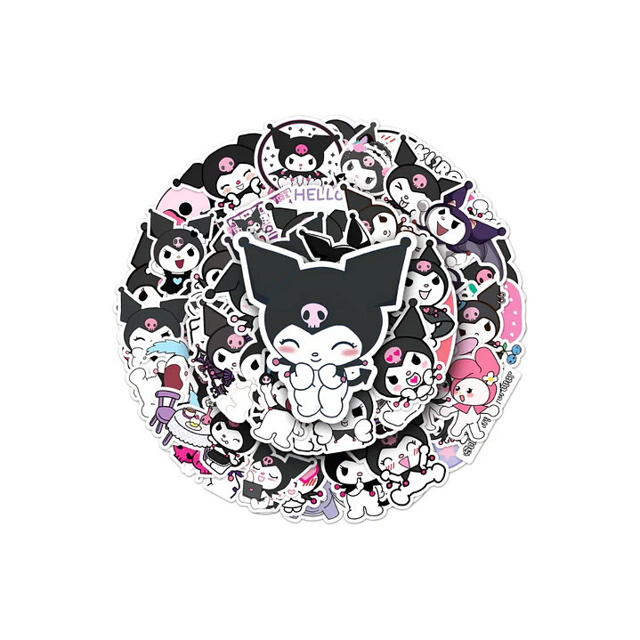Set 50 Stickers Diseño Kuromi Kawaii 1