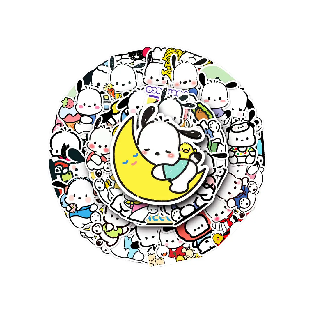 Set 50 Stickers Diseño Pochacco Kawaii 1